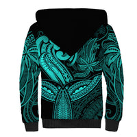 Polynesia Sherpa Hoodie Whale Tale and Polynesian Sunset Plumeria Turquoise LT9 - Polynesian Pride