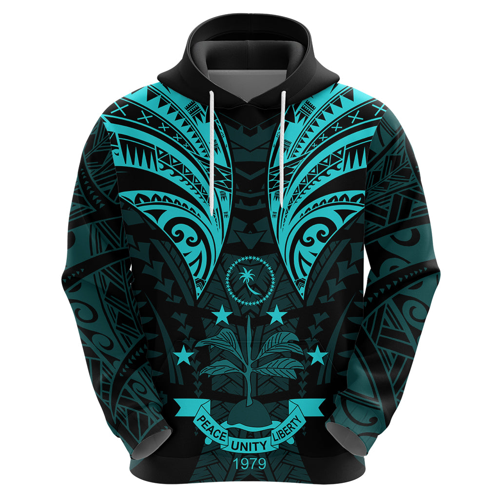 FSM Chuuk States Hoodie Micronesia Vintage Polynesian Tribal Aqua Version LT9 - Polynesian Pride