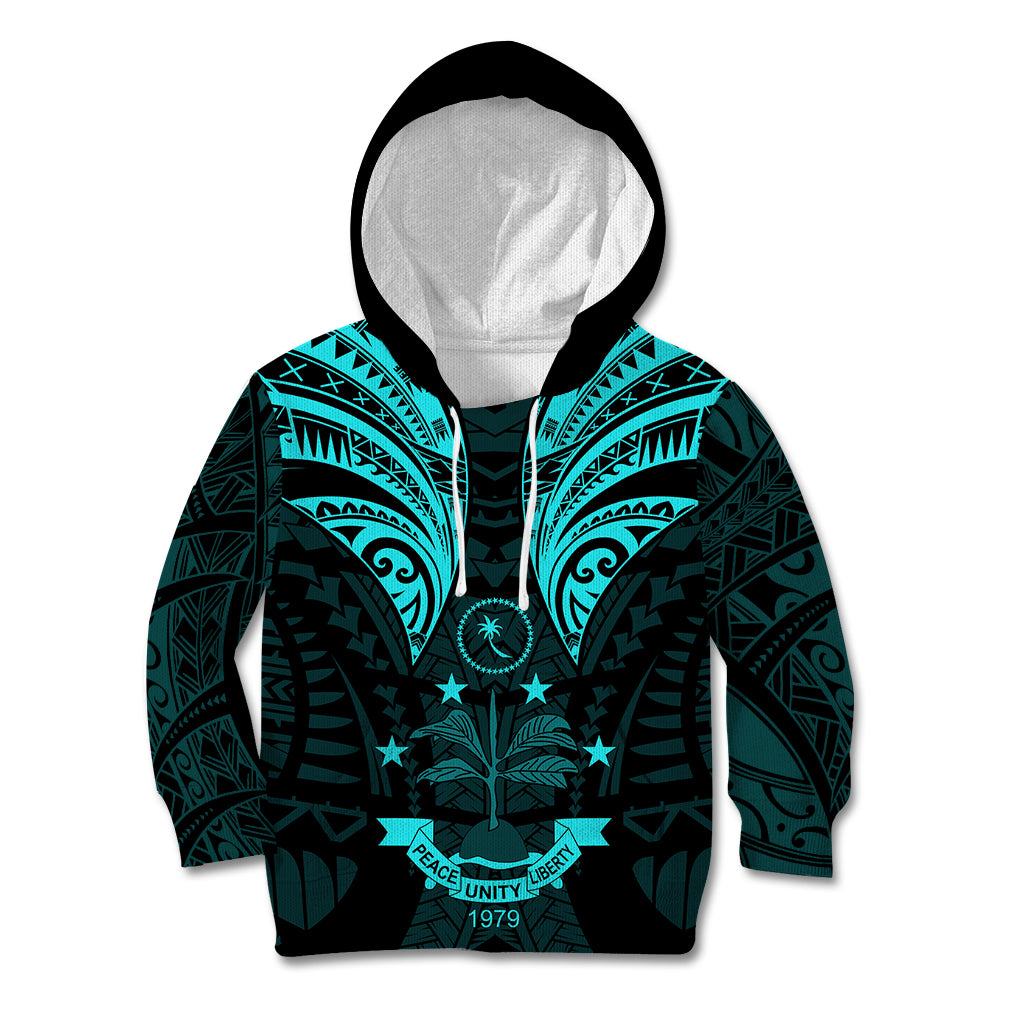 FSM Chuuk States Kid Hoodie Micronesia Vintage Polynesian Tribal Aqua Version LT9 Aqua - Polynesian Pride