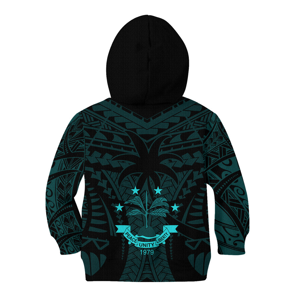 FSM Chuuk States Kid Hoodie Micronesia Vintage Polynesian Tribal Aqua Version LT9 - Polynesian Pride