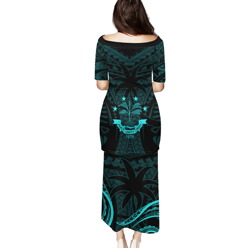 FSM Chuuk States Puletasi Micronesia Vintage Polynesian Tribal Aqua Version LT9 - Polynesian Pride