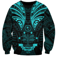 FSM Chuuk States Sweatshirt Micronesia Vintage Polynesian Tribal Aqua Version LT9 Unisex Aqua - Polynesian Pride