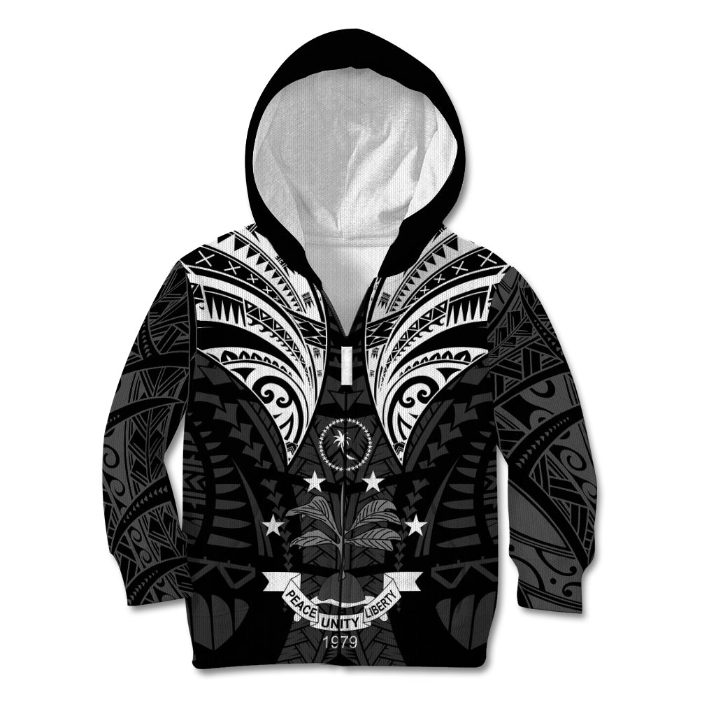 FSM Chuuk States Kid Hoodie Micronesia Vintage Polynesian Tribal Black Version LT9 - Polynesian Pride