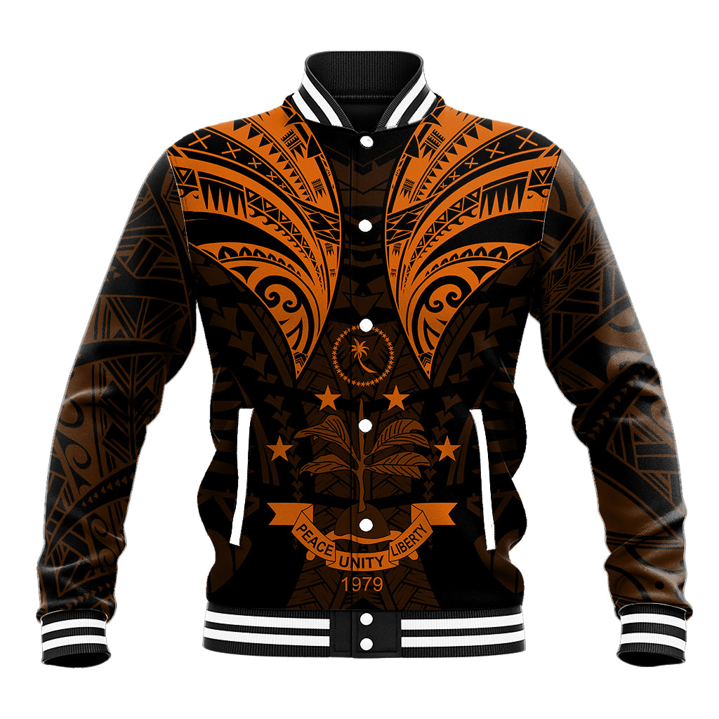 FSM Chuuk States Baseball Jacket Micronesia Vintage Polynesian Tribal Gold Version LT9 Unisex Gold - Polynesian Pride