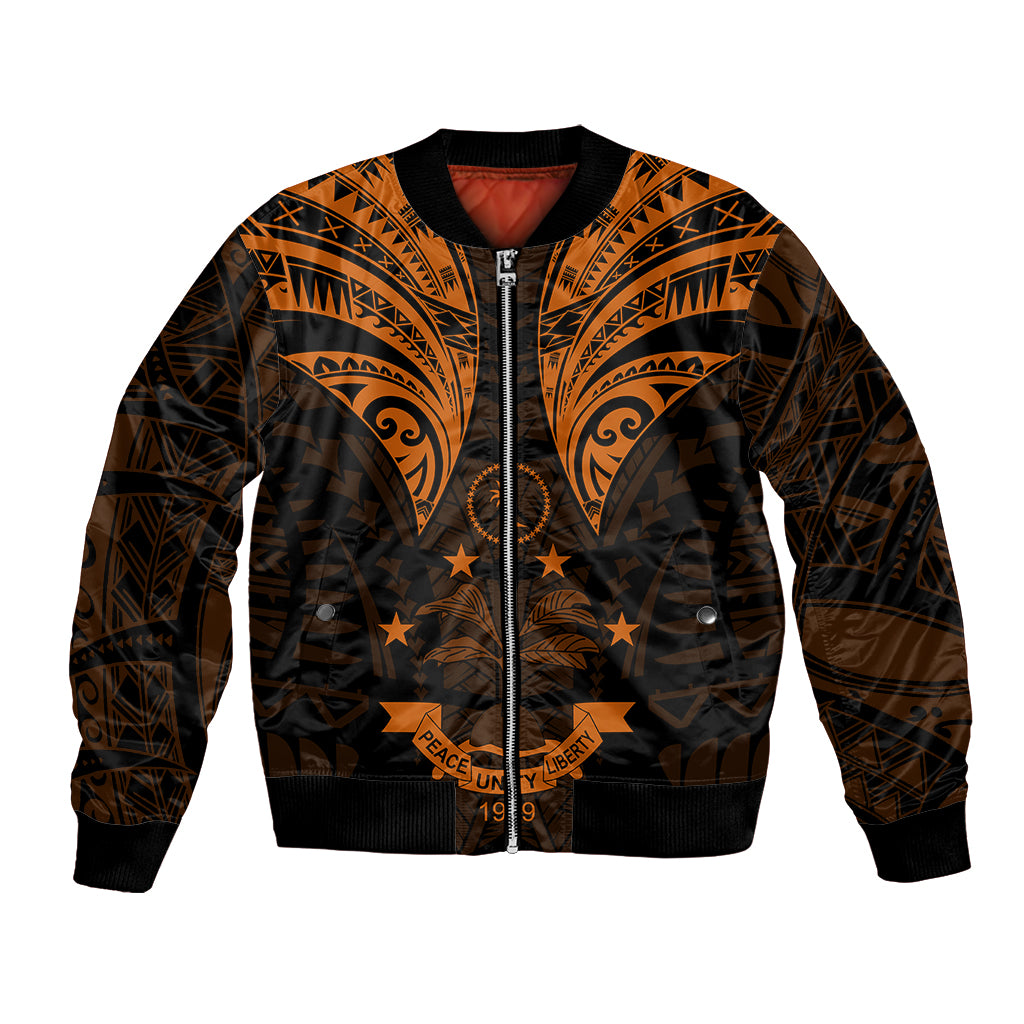 FSM Chuuk States Bomber Jacket Micronesia Vintage Polynesian Tribal Gold Version LT9 Unisex Gold - Polynesian Pride
