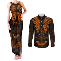 FSM Chuuk States Couples Matching Tank Maxi Dress and Long Sleeve Button Shirts Micronesia Vintage Polynesian Tribal Gold Version LT9 Gold - Polynesian Pride