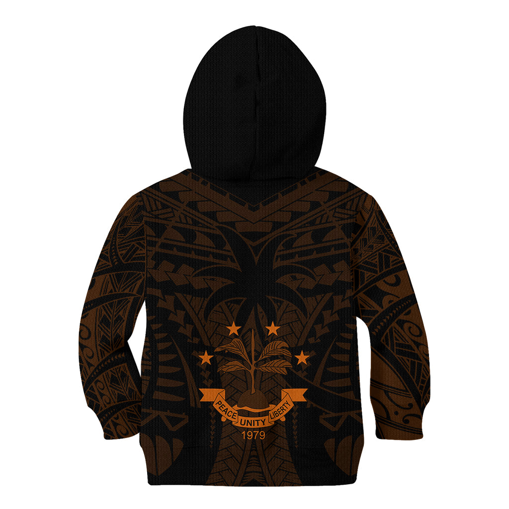 FSM Chuuk States Kid Hoodie Micronesia Vintage Polynesian Tribal Gold Version LT9 - Polynesian Pride