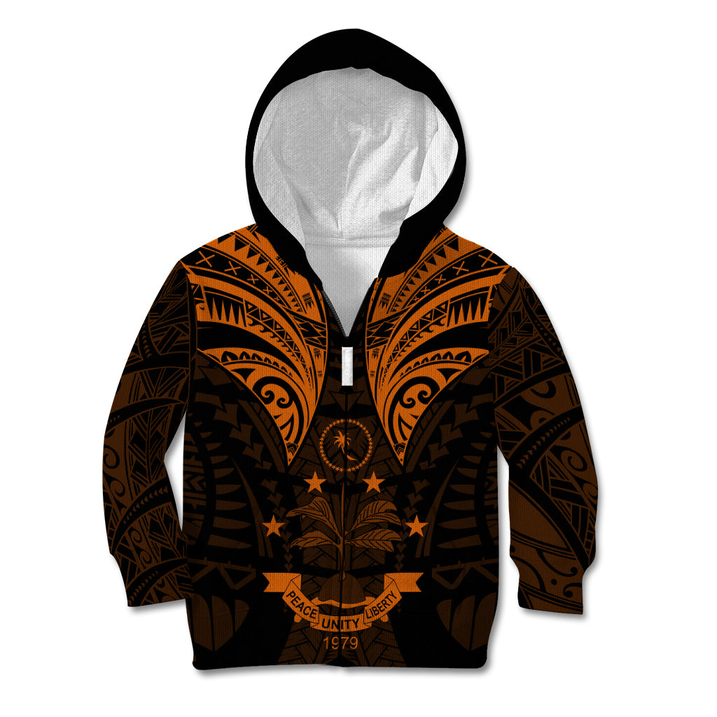 FSM Chuuk States Kid Hoodie Micronesia Vintage Polynesian Tribal Gold Version LT9 - Polynesian Pride