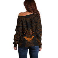 FSM Chuuk States Off Shoulder Sweater Micronesia Vintage Polynesian Tribal Gold Version LT9 - Polynesian Pride
