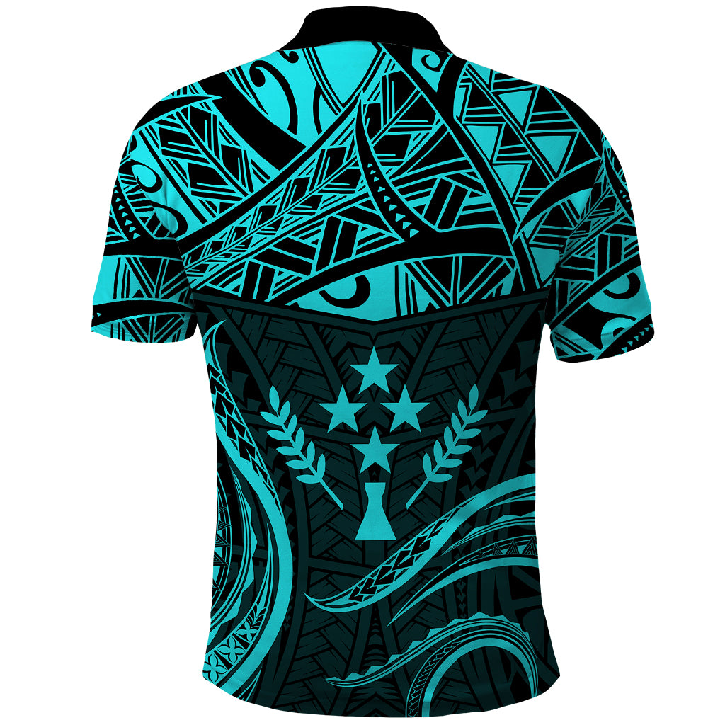 FSM Kosrae States Polo Shirt Micronesia Vintage Polynesian Tribal Aqua Version LT9 - Polynesian Pride