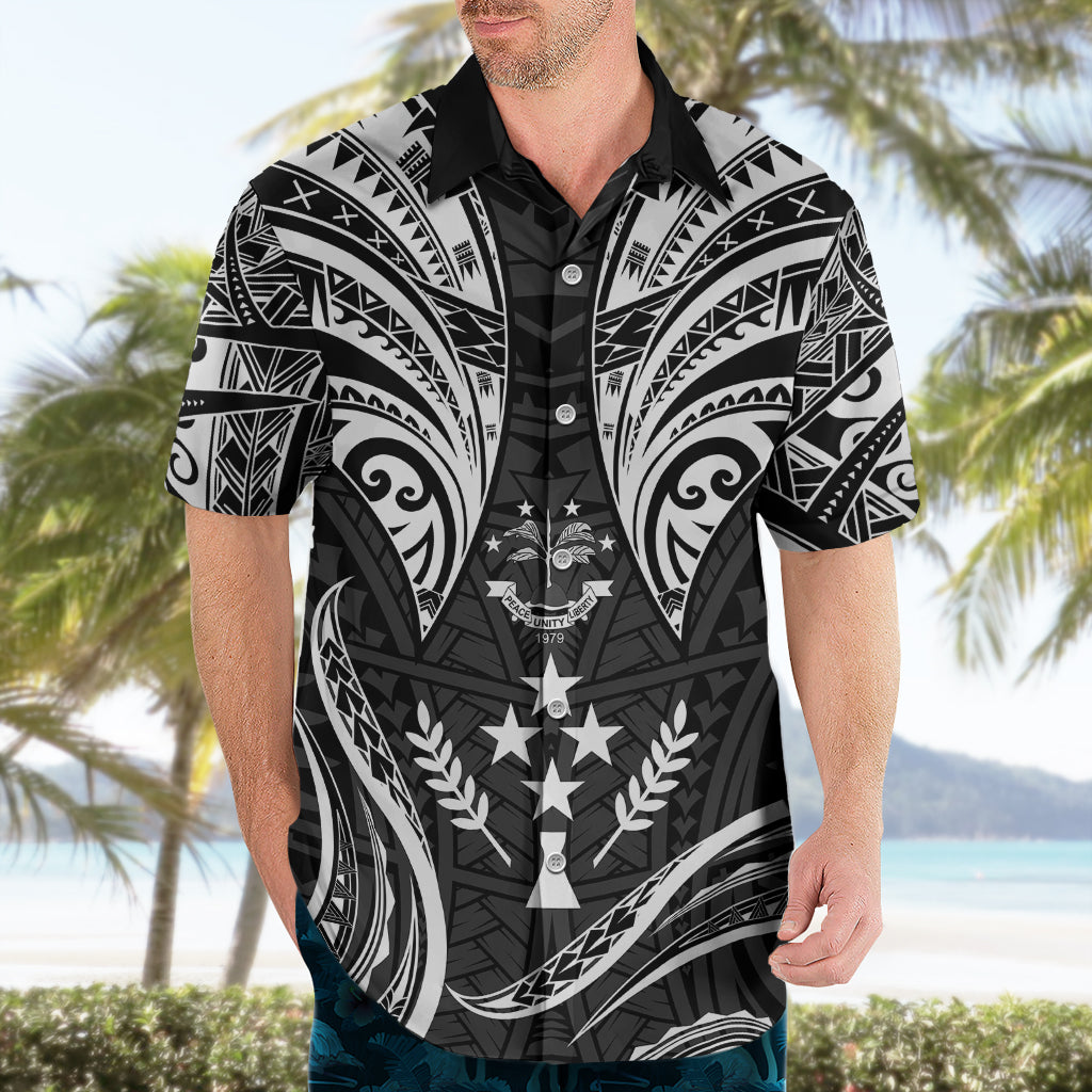 FSM Kosrae States Hawaiian Shirt Micronesia Vintage Polynesian Tribal Black Version LT9 - Polynesian Pride