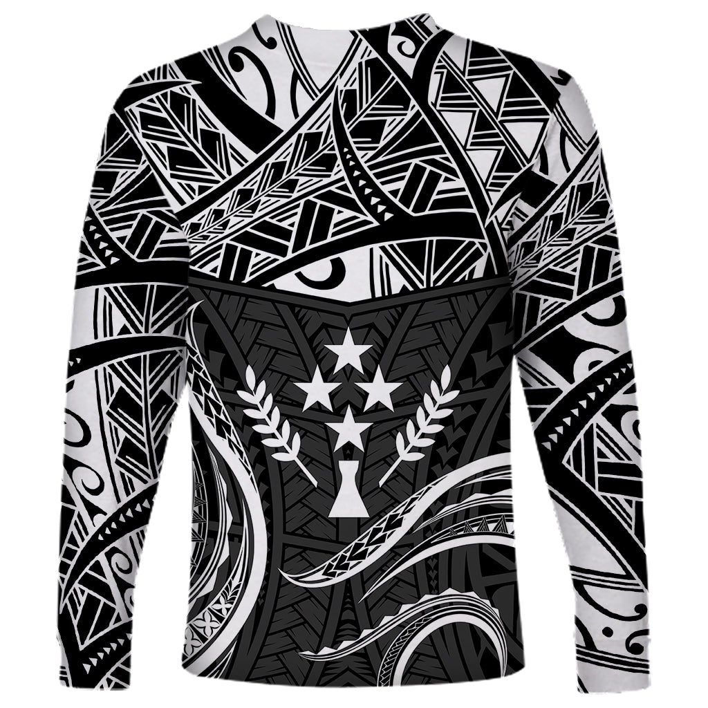 FSM Kosrae States Long Sleeve Shirt Micronesia Vintage Polynesian Tribal Black Version LT9 - Polynesian Pride