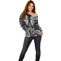 FSM Kosrae States Off Shoulder Sweater Micronesia Vintage Polynesian Tribal Black Version LT9 - Polynesian Pride