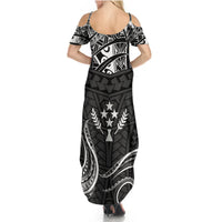 FSM Kosrae States Summer Maxi Dress Micronesia Vintage Polynesian Tribal Black Version LT9 - Polynesian Pride