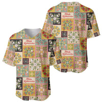 Mele Kalikimaka Hawaii Christmas Baseball Jersey Melemele Mama Seamless Floral Motif - Polynesian Pride