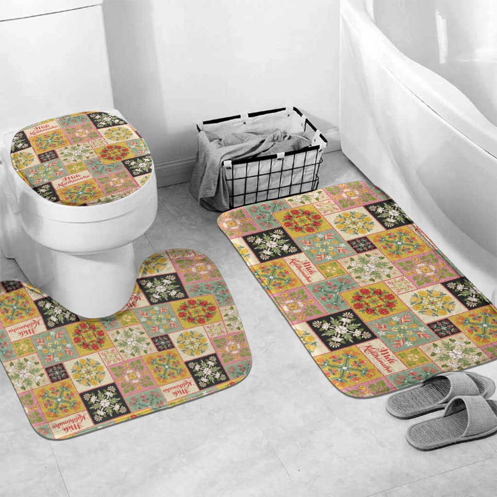 Mele Kalikimaka Hawaii Christmas Bathroom Set Melemele Mama Seamless Floral Motif - Polynesian Pride
