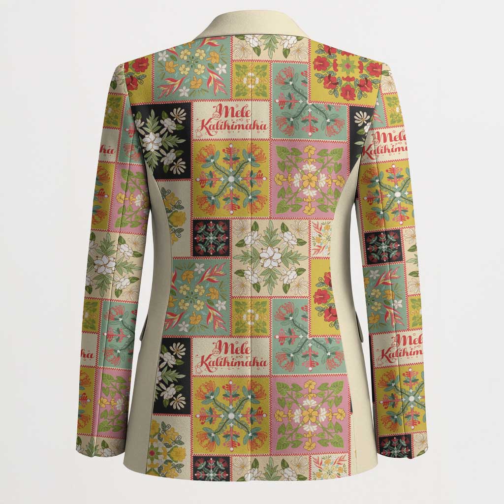 Mele Kalikimaka Hawaii Christmas Blazer Melemele Mama Seamless Floral Motif - Polynesian Pride