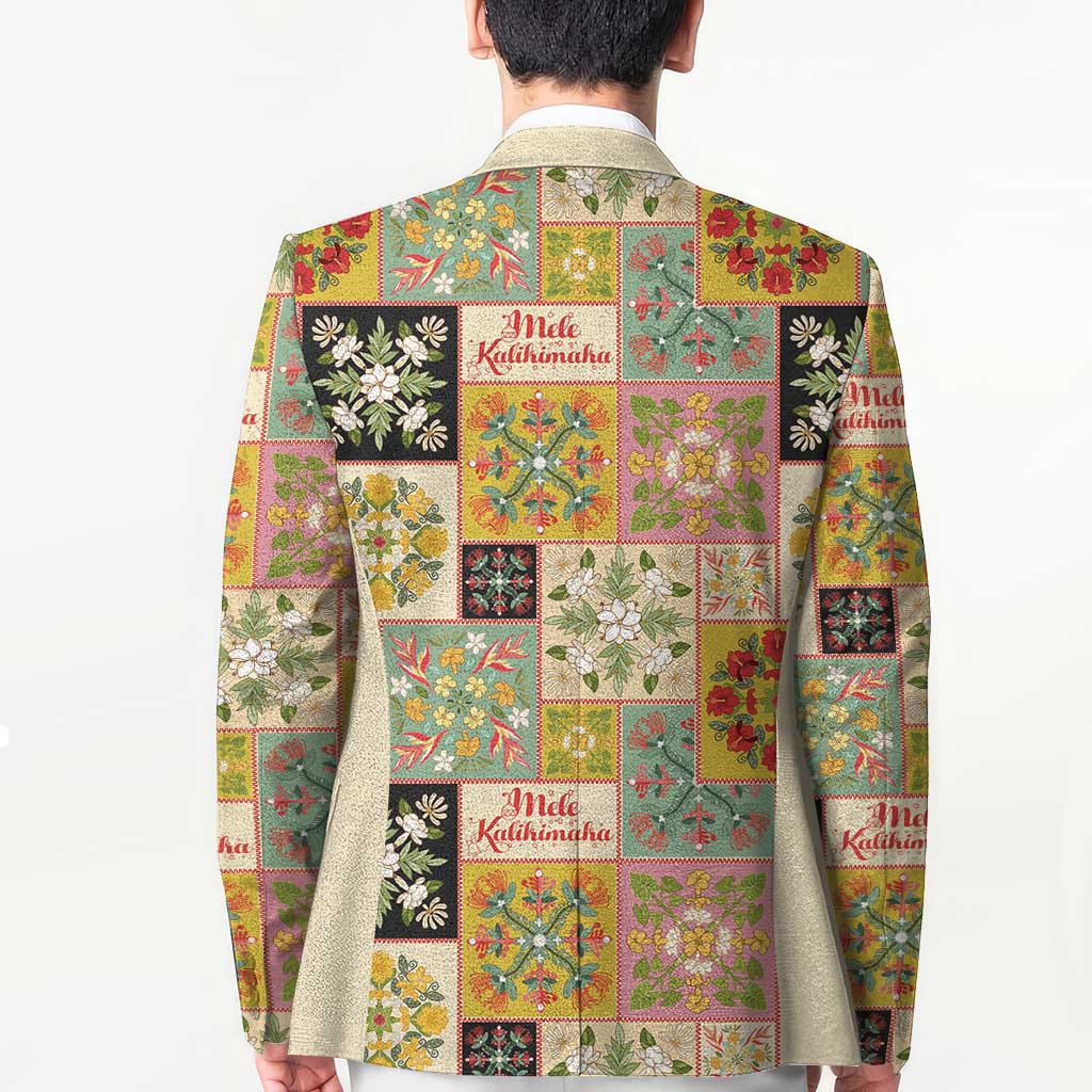 Mele Kalikimaka Hawaii Christmas Blazer Melemele Mama Seamless Floral Motif - Polynesian Pride