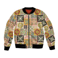 Mele Kalikimaka Hawaii Christmas Bomber Jacket Melemele Mama Seamless Floral Motif - Polynesian Pride