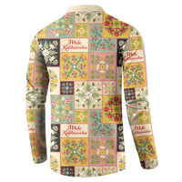 Mele Kalikimaka Hawaii Christmas Button Sweatshirt Melemele Mama Seamless Floral Motif - Polynesian Pride