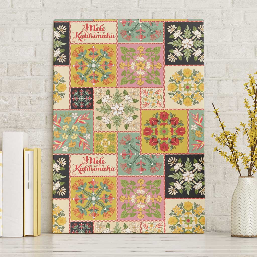 Mele Kalikimaka Hawaii Christmas Canvas Wall Art Melemele Mama Seamless Floral Motif - Polynesian Pride
