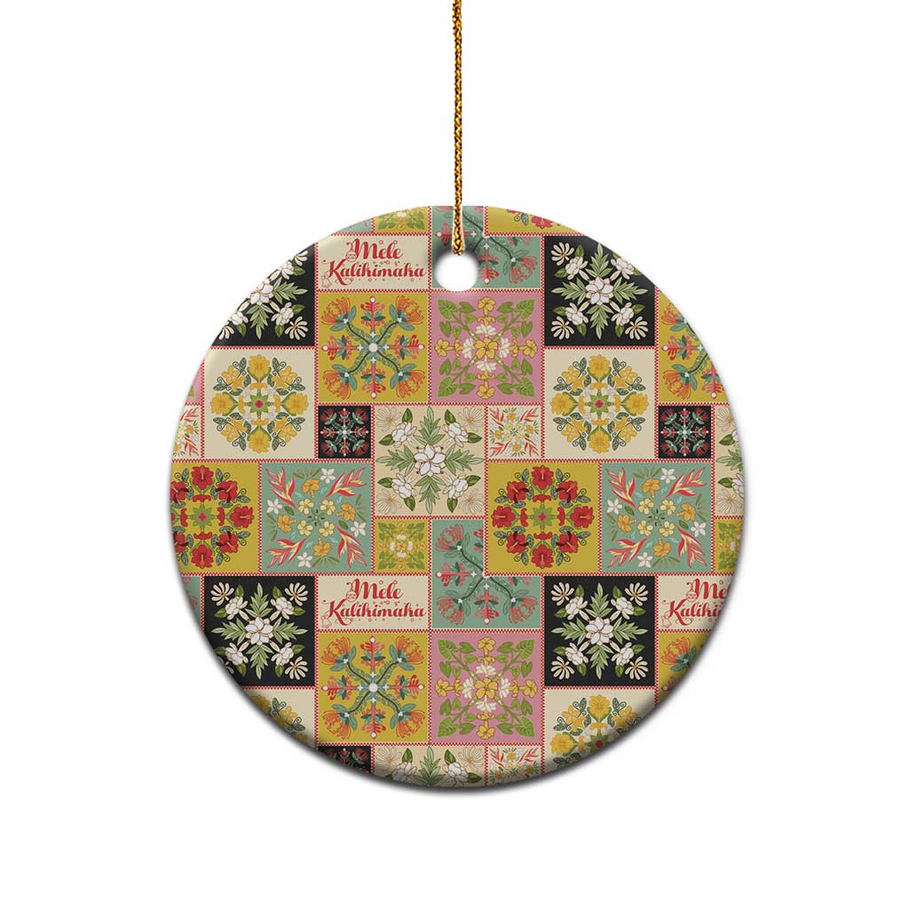 Mele Kalikimaka Hawaii Christmas Ceramic Ornament Melemele Mama Seamless Floral Motif - Polynesian Pride