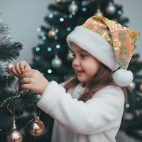 Mele Kalikimaka Hawaii Christmas Santa Hat Melemele Mama Seamless Floral Motif - Polynesian Pride