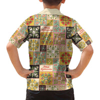 Mele Kalikimaka Hawaii Christmas Family Matching Off The Shoulder Long Sleeve Dress and Hawaiian Shirt Melemele Mama Seamless Floral Motif - Polynesian Pride