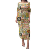 Mele Kalikimaka Hawaii Christmas Family Matching Puletasi and Hawaiian Shirt Melemele Mama Seamless Floral Motif - Polynesian Pride