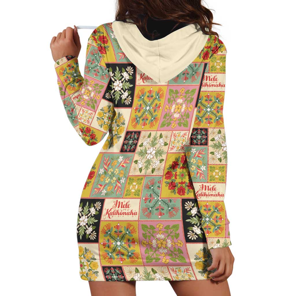 Mele Kalikimaka Hawaii Christmas Hoodie Dress Melemele Mama Seamless Floral Motif - Polynesian Pride