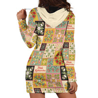Mele Kalikimaka Hawaii Christmas Hoodie Dress Melemele Mama Seamless Floral Motif - Polynesian Pride