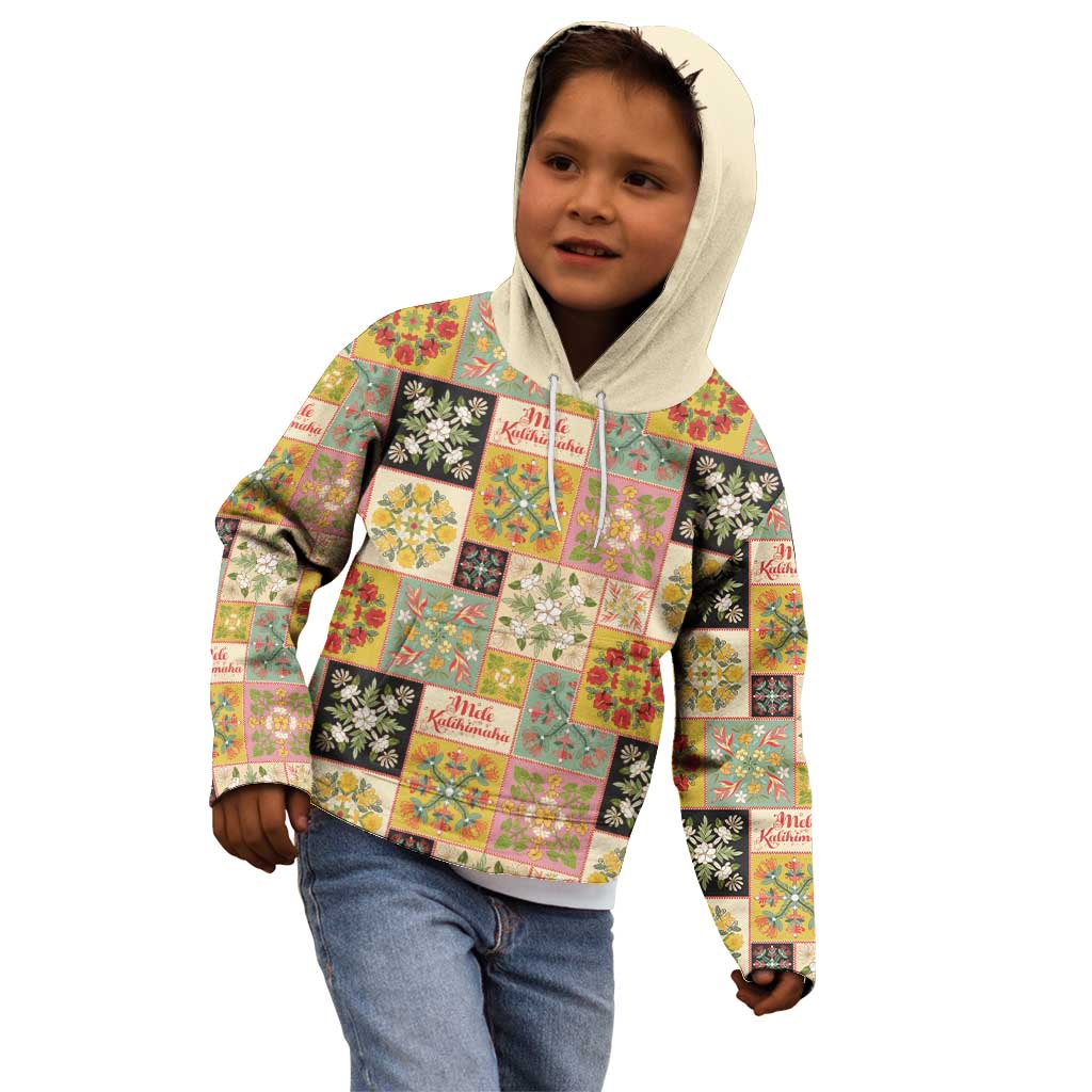 Mele Kalikimaka Hawaii Christmas Kid Hoodie Melemele Mama Seamless Floral Motif - Polynesian Pride