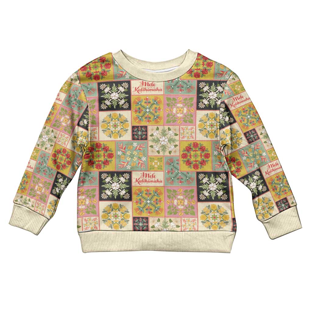 Mele Kalikimaka Hawaii Christmas Kid Ugly Christmas Sweater Melemele Mama Seamless Floral Motif - Polynesian Pride