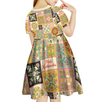 Mele Kalikimaka Hawaii Christmas Kid Short Sleeve Dress Melemele Mama Seamless Floral Motif - Polynesian Pride
