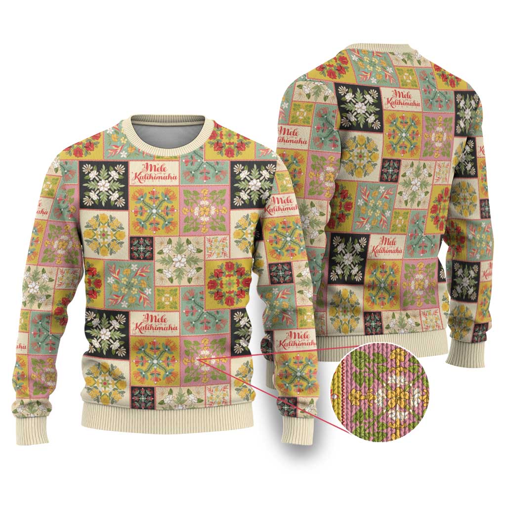 Mele Kalikimaka Hawaii Christmas Ugly Christmas Sweater Melemele Mama Seamless Floral Motif - Polynesian Pride