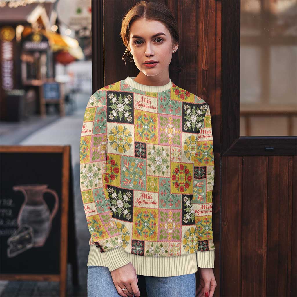 Mele Kalikimaka Hawaii Christmas Ugly Christmas Sweater Melemele Mama Seamless Floral Motif - Polynesian Pride