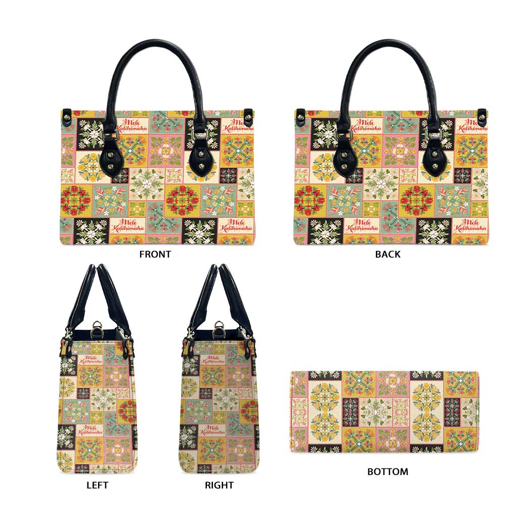 Mele Kalikimaka Hawaii Christmas Leather Bag Melemele Mama Seamless Floral Motif - Polynesian Pride