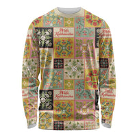 Mele Kalikimaka Hawaii Christmas Long Sleeve Shirt Melemele Mama Seamless Floral Motif - Polynesian Pride