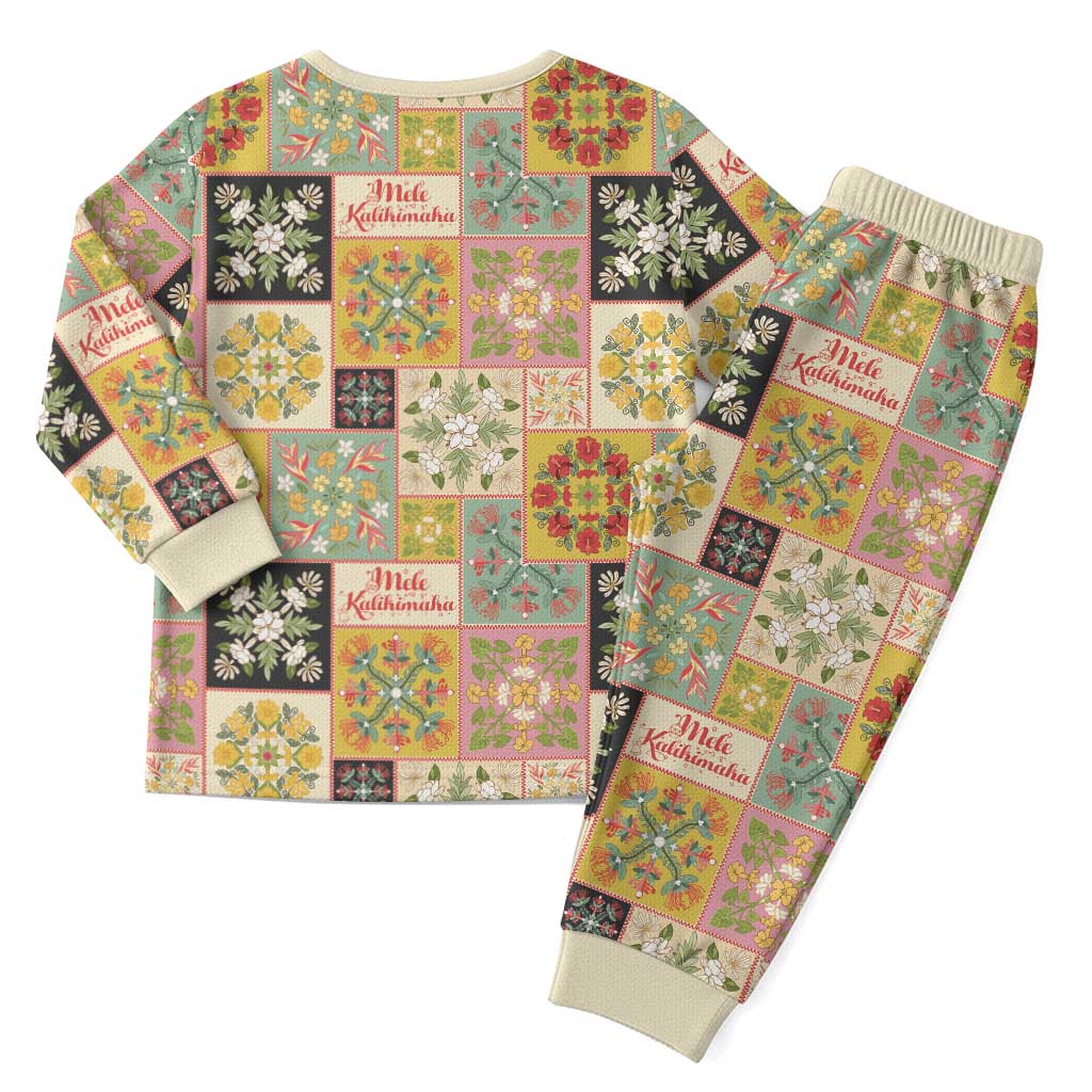 Mele Kalikimaka Hawaii Christmas Pajama Set Melemele Mama Seamless Floral Motif - Polynesian Pride