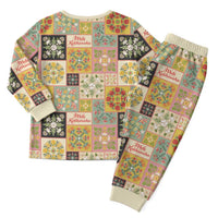 Mele Kalikimaka Hawaii Christmas Pajama Set Melemele Mama Seamless Floral Motif - Polynesian Pride