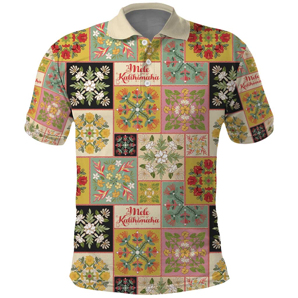 Mele Kalikimaka Hawaii Christmas Polo Shirt Melemele Mama Seamless Floral Motif - Polynesian Pride