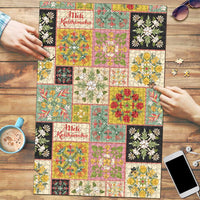 Mele Kalikimaka Hawaii Christmas Puzzle Melemele Mama Seamless Floral Motif - Polynesian Pride