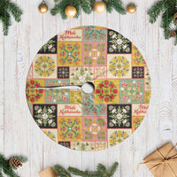 Mele Kalikimaka Hawaii Christmas Tree Skirt Melemele Mama Seamless Floral Motif - Polynesian Pride