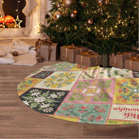 Mele Kalikimaka Hawaii Christmas Tree Skirt Melemele Mama Seamless Floral Motif - Polynesian Pride
