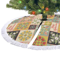 Mele Kalikimaka Hawaii Christmas Tree Skirt Melemele Mama Seamless Floral Motif - Polynesian Pride