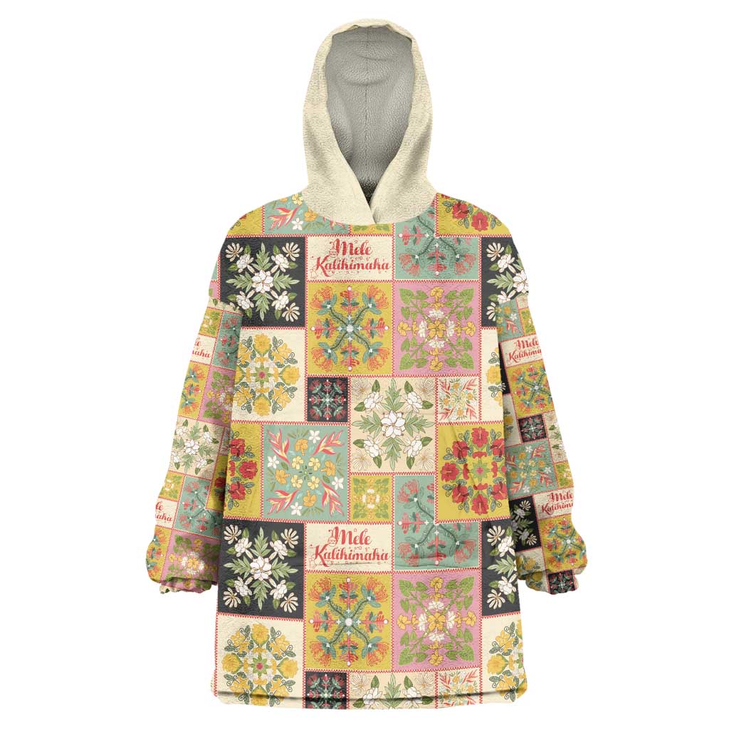 Mele Kalikimaka Hawaii Christmas Wearable Blanket Hoodie Melemele Mama Seamless Floral Motif - Polynesian Pride
