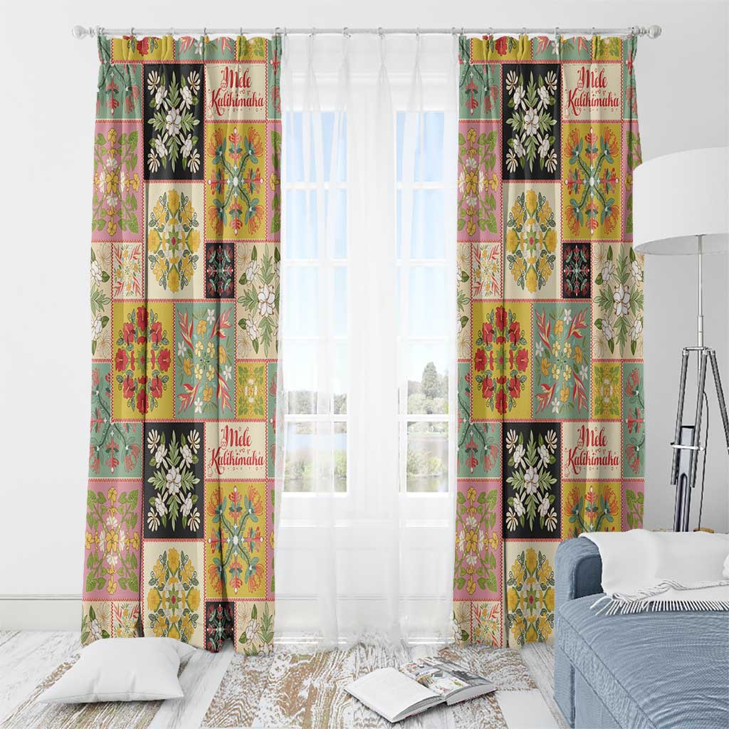 Mele Kalikimaka Hawaii Christmas Window Curtain Melemele Mama Seamless Floral Motif - Polynesian Pride