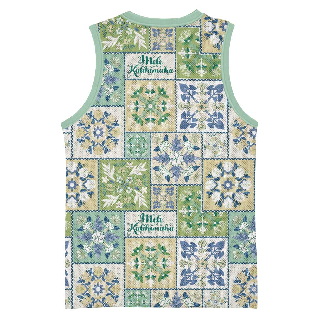 Mele Kalikimaka Hawaii Christmas Basketball Jersey Omaomao Seamless Floral Motif - Polynesian Pride