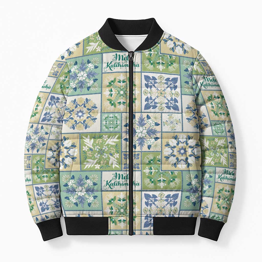 Mele Kalikimaka Hawaii Christmas Bomber Puffer Jacket Omaomao Seamless Floral Motif - Polynesian Pride