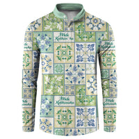 Mele Kalikimaka Hawaii Christmas Button Sweatshirt Omaomao Seamless Floral Motif - Polynesian Pride